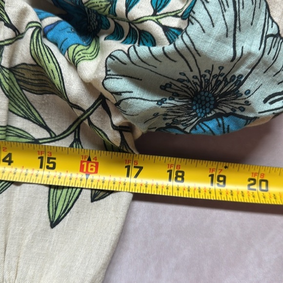 Tulip Creations Cream Floral Print Puff Sleeve Scoop Neck A-Line Midi Dress Lg - Picture 9 of 12